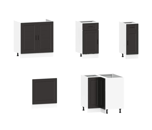 11-Daļīgs Virtuves Skapītis Komplekts, Porto, Melns Vidaxl