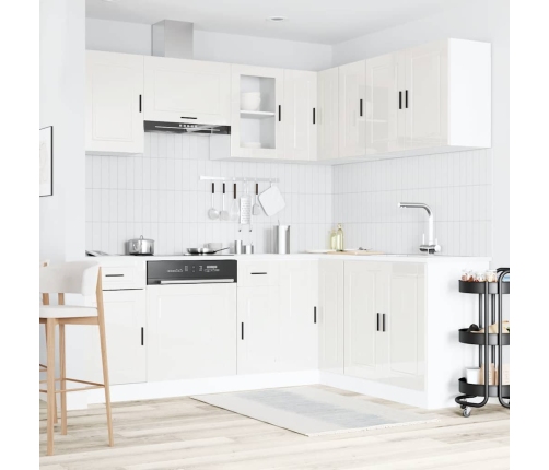 11-Daļīgs Virtuves Skapītis Komplekts, Porto, Spīdīgi Balta Vidaxl