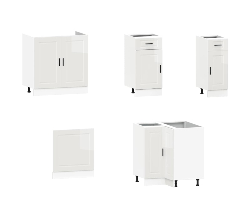 11-Daļīgs Virtuves Skapītis Komplekts, Porto, Spīdīgi Balta Vidaxl