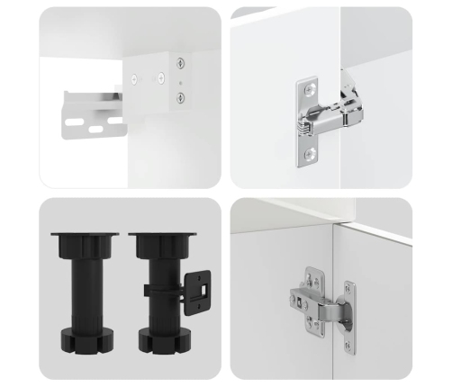 11-Daļīgs Virtuves Skapītis Komplekts, Porto, Spīdīgi Balta Vidaxl