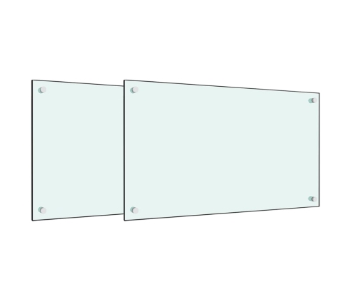 vidaXL virtuves sienas paneļi, 2 gab., 70x40 cm, rūdīts stikls, balts