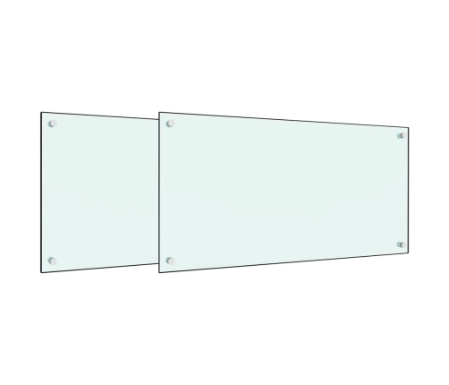 vidaXL virtuves sienas paneļi, 2 gab., 80x50 cm, rūdīts stikls, balts