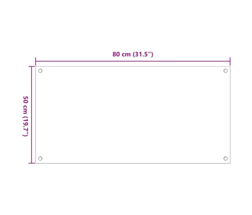 vidaXL virtuves sienas paneļi, 2 gab., 80x50 cm, rūdīts stikls, balts