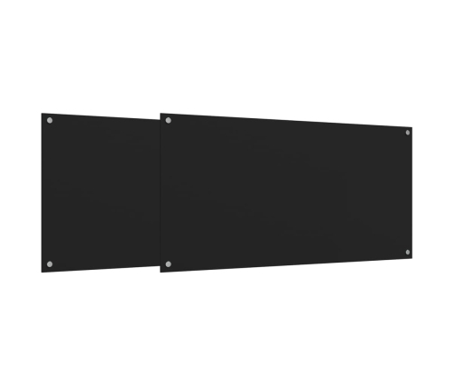 vidaXL virtuves sienas paneļi, 2 gab., 80x40 cm, rūdīts stikls, melns