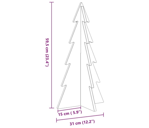 vidaXL koka Ziemassvētku eglīte vaska brūna 59,5cm priedes masīvkoks