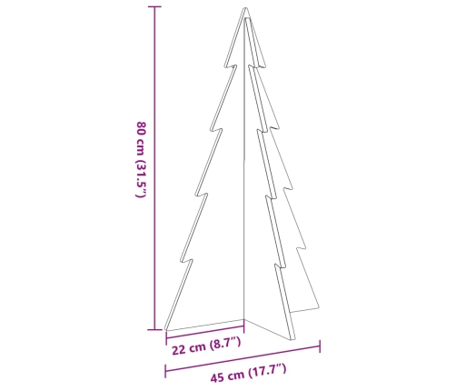 vidaXL koka Ziemassvētku eglīte dekorēšanai, 80 cm, priedes masīvkoks