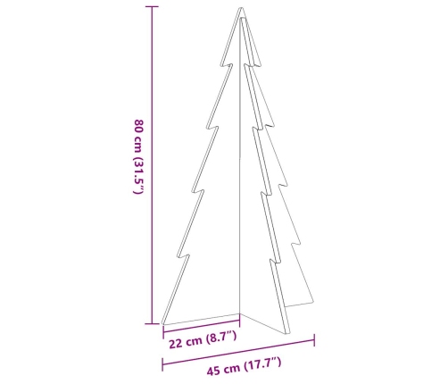 vidaXL koka Ziemassvētku eglīte, balta, 80 cm, priedes masīvkoks