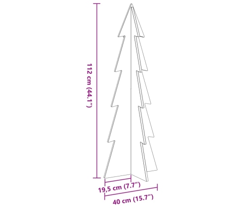 vidaXL koka Ziemassvētku eglīte dekorēšanai, 112 cm, priedes masīvkoks