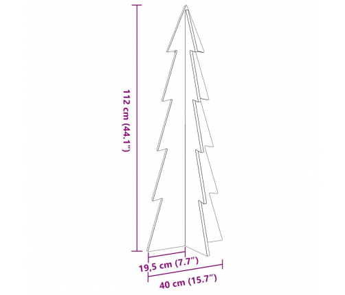 vidaXL koka Ziemassvētku eglīte vaska brūna 112 cm priedes masīvkoks