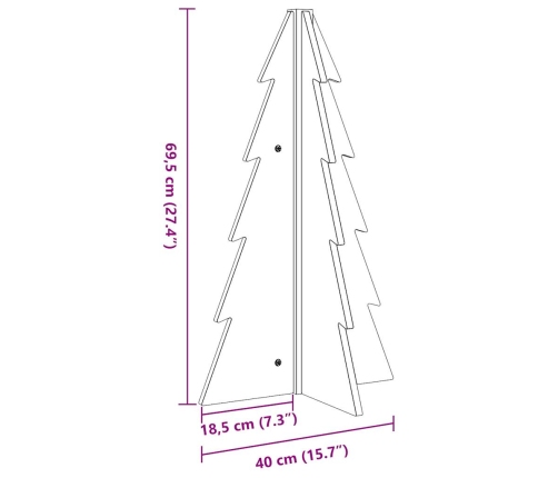 Koka Ziemassvētku Eglīte Vaska Brūna 69,5 Cm Priedes Masīvkoks Vidaxl