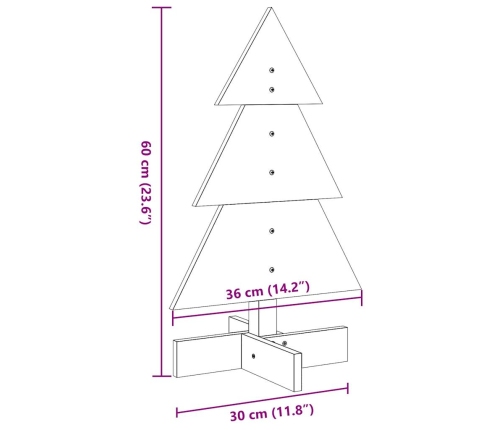 vidaXL koka Ziemassvētku eglīte, balta, 60 cm, priedes masīvkoks