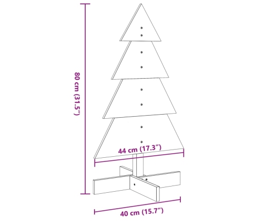 vidaXL koka Ziemassvētku eglīte dekorēšanai, 80 cm, priedes masīvkoks