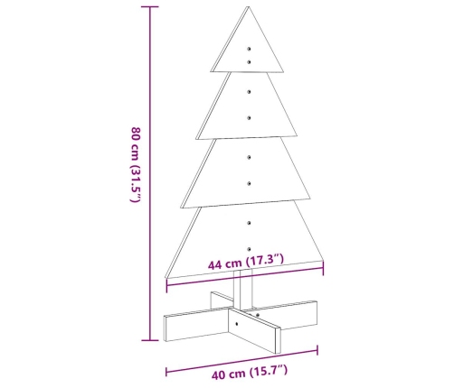 vidaXL koka Ziemassvētku eglīte, balta, 80 cm, priedes masīvkoks