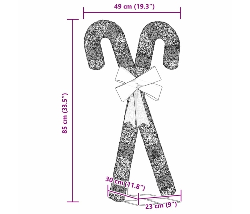 vidaXL Ziemassvētku rotājums candy cane 50 LEDs silti balts