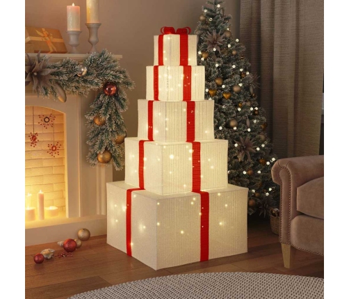 Ziemassvētku Rotājumu Dāvanu Kastīte 250 Led Diodes Silti Balta Vidaxl