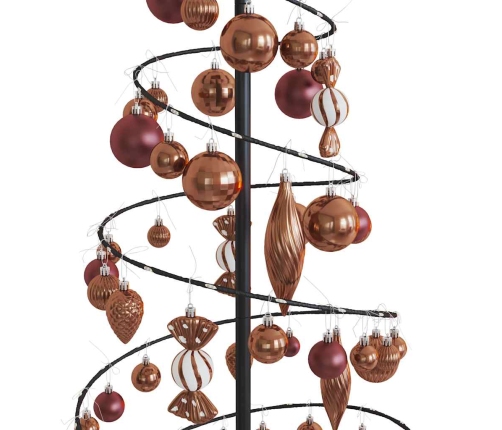 Led Ziemassvētku Eglīte Ar Nieciņiem 100 Led Silti Balta 150 Cm Vidaxl