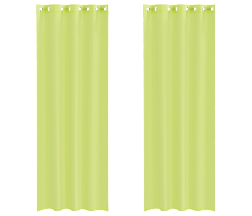 Voile Aizkari Ar Starplikām, 2 Gab., Dzeltenzaļi, 140X260 Cm Vidaxl