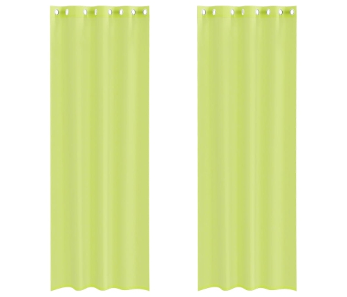 Voile Aizkari Ar Starplikām, 2 Gab., Dzeltenzaļi, 140X300 Cm Vidaxl