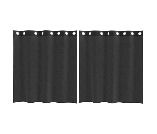 Voile Aizkari Ar Starplikām, 2 Gab., Melni, 140X140 Cm Vidaxl