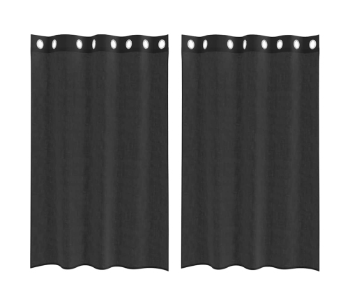 Voile Aizkari Ar Starplikām, 2 Gab., Melni, 140X175 Cm Vidaxl