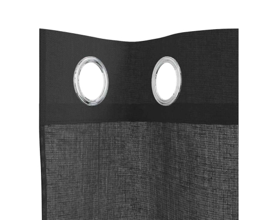 Voile Aizkari Ar Starplikām, 2 Gab., Melni, 140X300 Cm Vidaxl