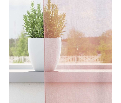 Voile Aizkari Ar Starplikām, 2 Gab., Gaiši Rozā, 140X175 Cm Vidaxl