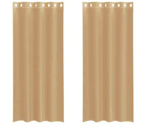 Voile Aizkari Ar Starplikām, 2 Gab., Smilšu Krāsa Vidaxl