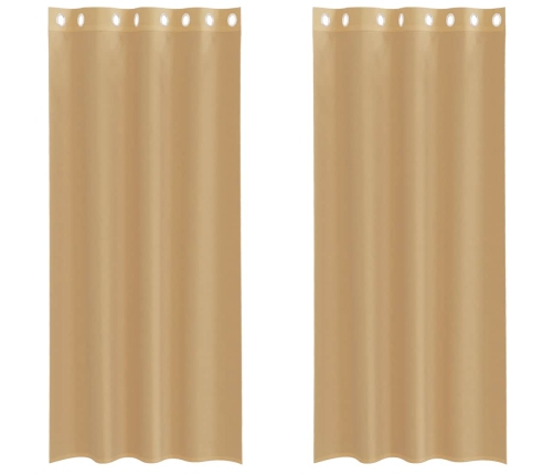 Voile Aizkari Ar Starplikām, 2 Gab., Smilšu Krāsa Vidaxl
