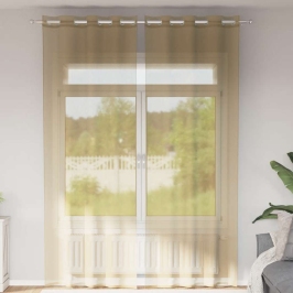 Voile Aizkari Ar Starplikām, 2 Gab., Smilšu Krāsa Vidaxl