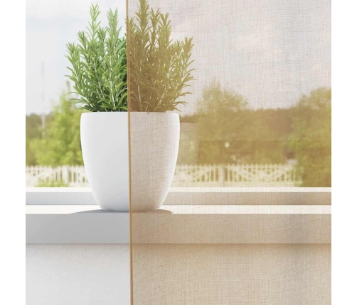 Voile Aizkari Ar Starplikām, 2 Gab., Smilšu Krāsa Vidaxl