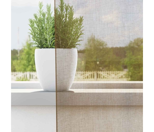 Voile Aizkari Ar Starplikām, 2 Gab., Gaiši Brūni Vidaxl