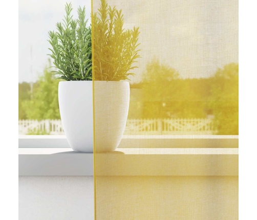 Voile Aizkari Ar Starplikām, 2 Gab., Dzelteni Vidaxl