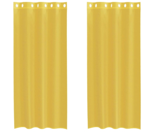Voile Aizkari Ar Starplikām, 2 Gab., Dzelteni Vidaxl