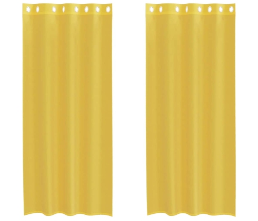 Voile Aizkari Ar Starplikām, 2 Gab., Dzelteni Vidaxl
