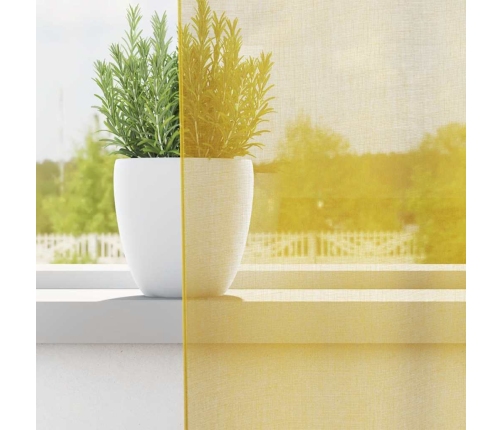 Voile Aizkari Ar Starplikām, 2 Gab., Dzelteni Vidaxl