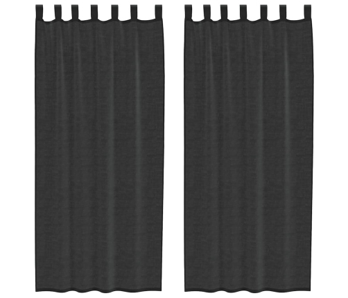 Voile Aizkari Ar Stieņu Kabatām, 2 Gab., Melni Vidaxl