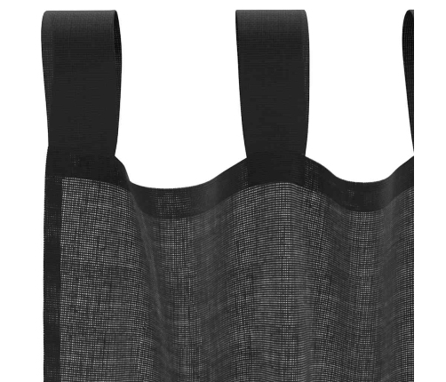 Voile Aizkari Ar Stieņu Kabatām, 2 Gab., Melni Vidaxl