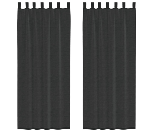 Voile Aizkari Ar Stieņu Kabatām, 2 Gab., Melni Vidaxl