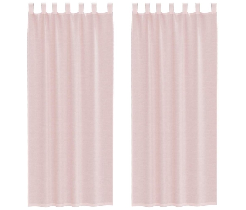 Voile Aizkari Ar Stieņu Kabatām, 2 Gab., Gaiši Rozā Vidaxl