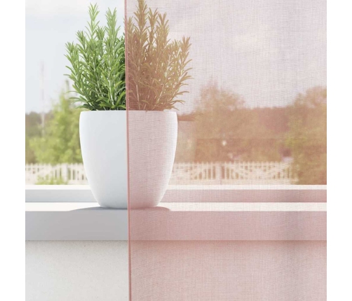 Voile Aizkari Ar Stieņu Kabatām, 2 Gab., Rozā Vidaxl