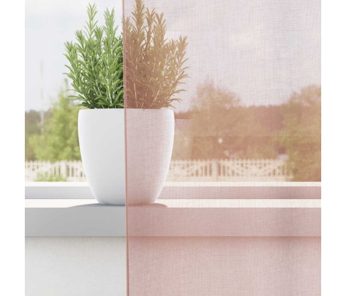 Voile Aizkari Ar Stieņu Kabatām, 2 Gab., Rozā Vidaxl