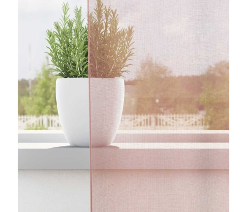 Voile Aizkari Ar Stieņu Kabatām, 2 Gab., Rozā Vidaxl