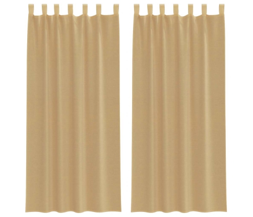 Voile Aizkari Ar Stieņu Kabatām, 2 Gab., Smilšu Krāsa Vidaxl