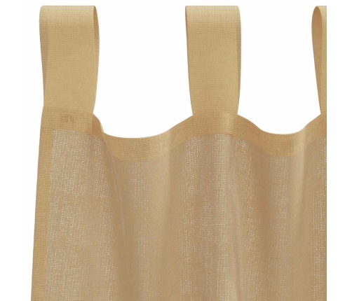 Voile Aizkari Ar Stieņu Kabatām, 2 Gab., Smilšu Krāsa Vidaxl