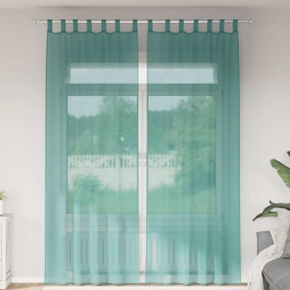 Voile Aizkari Ar Stieņu Kabatām, 2 Gab., Tirkīzzili Vidaxl