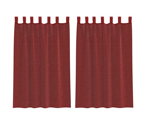 Voile Aizkari Ar Stieņu Kabatām, 2 Gab., Vīnsarkani Vidaxl