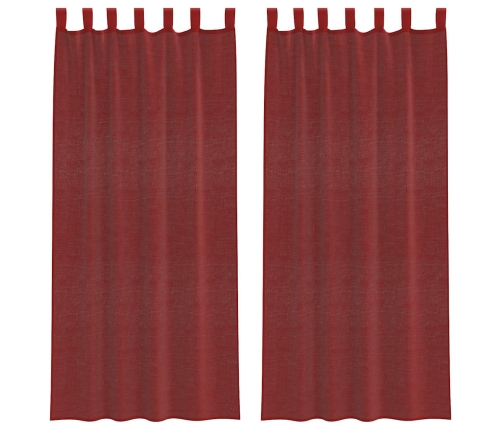 Voile Aizkari Ar Stieņu Kabatām, 2 Gab., Vīnsarkani Vidaxl