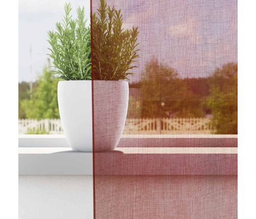 Voile Aizkari Ar Stieņu Kabatām, 2 Gab., Vīnsarkani Vidaxl