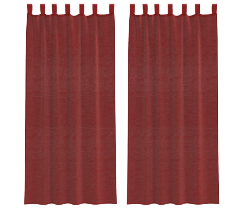 Voile Aizkari Ar Stieņu Kabatām, 2 Gab., Vīnsarkani Vidaxl