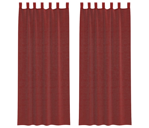 Voile Aizkari Ar Stieņu Kabatām, 2 Gab., Vīnsarkani Vidaxl